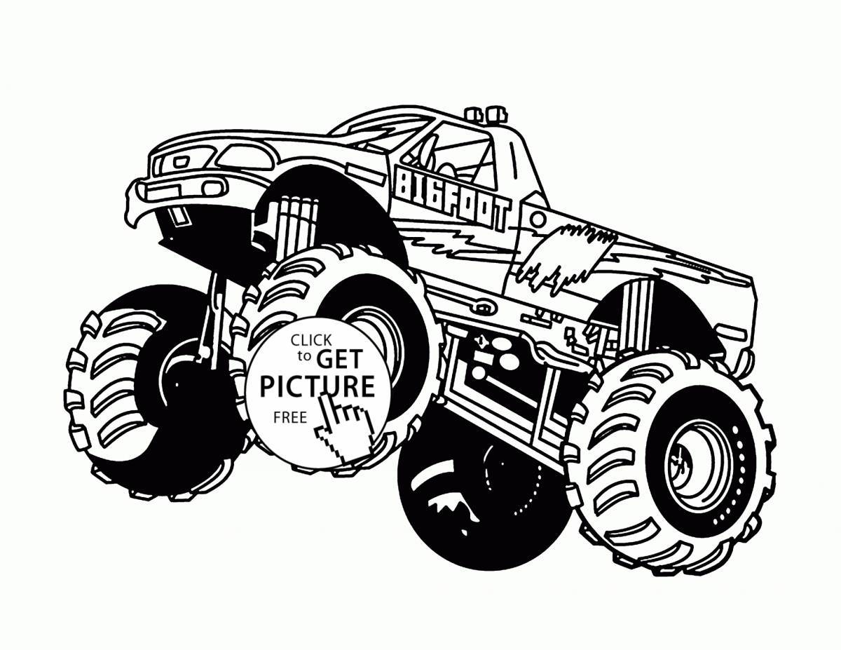 Monster truck decorative coloring page