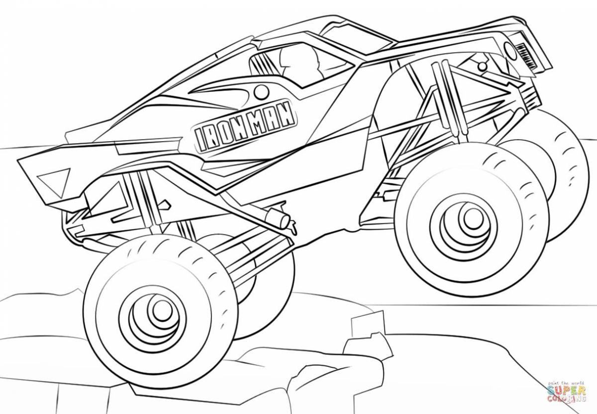Monstrously pompous monster truck coloring page