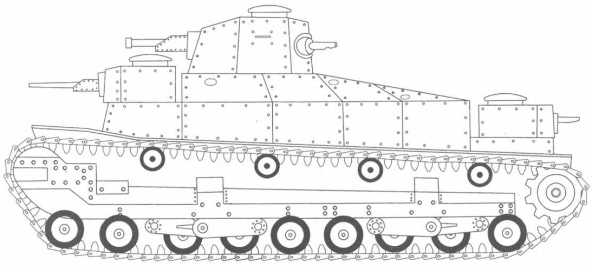 Красочная страница раскраски танк кв 44