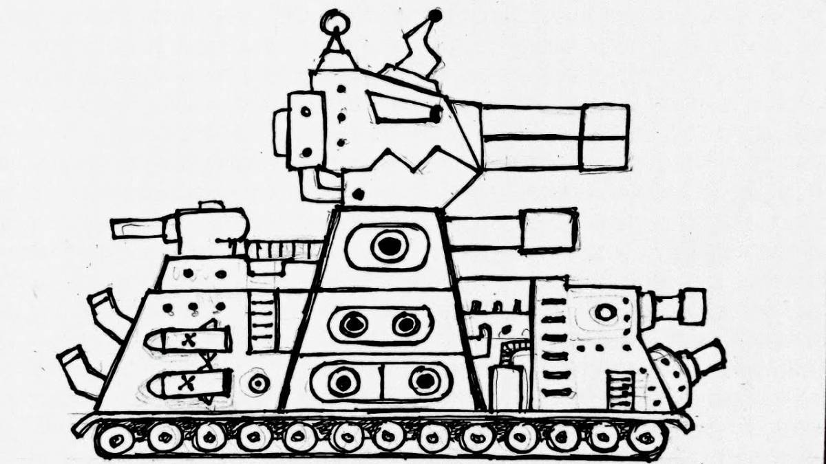 Яркая страница раскраски танк кв 44