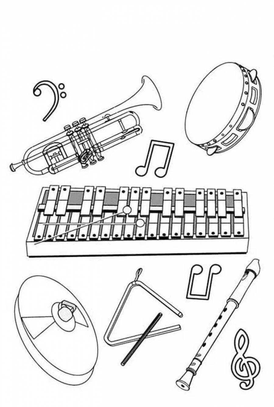 музыкальные инструменты раскраска для детей