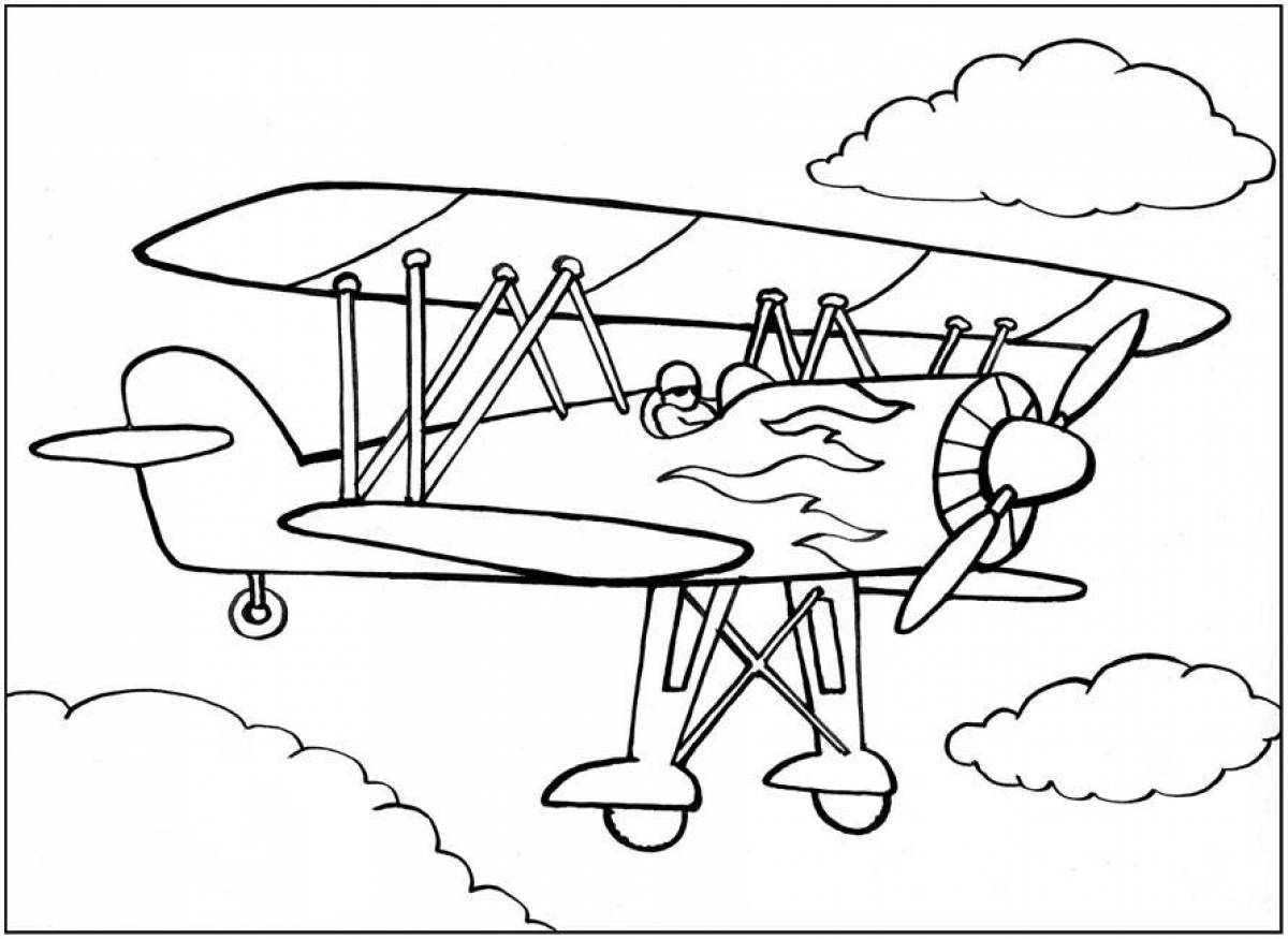 Colorful airplane coloring page for boys