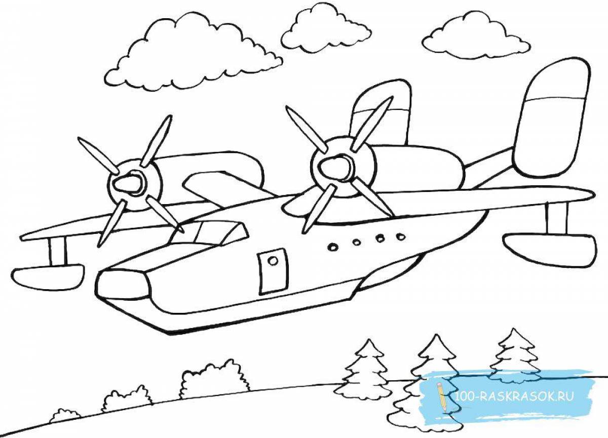 Playful airplane coloring page for boys