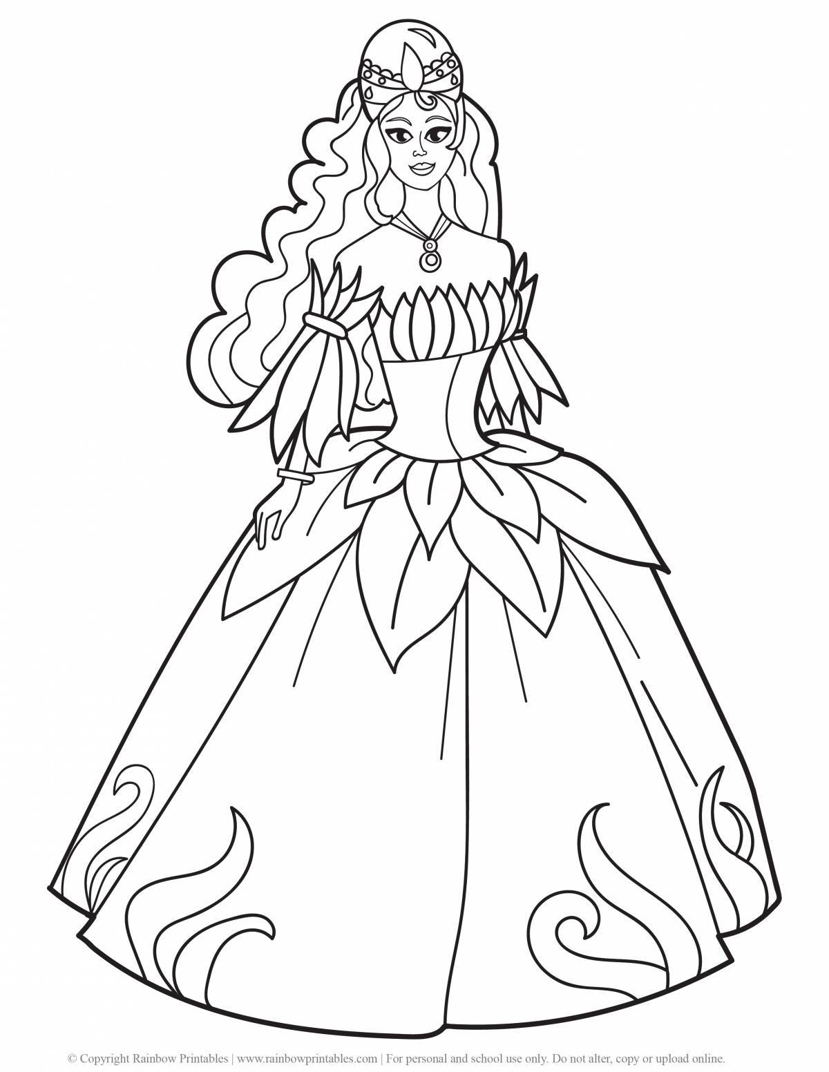 Exquisite princess coloring in beautiful dresses