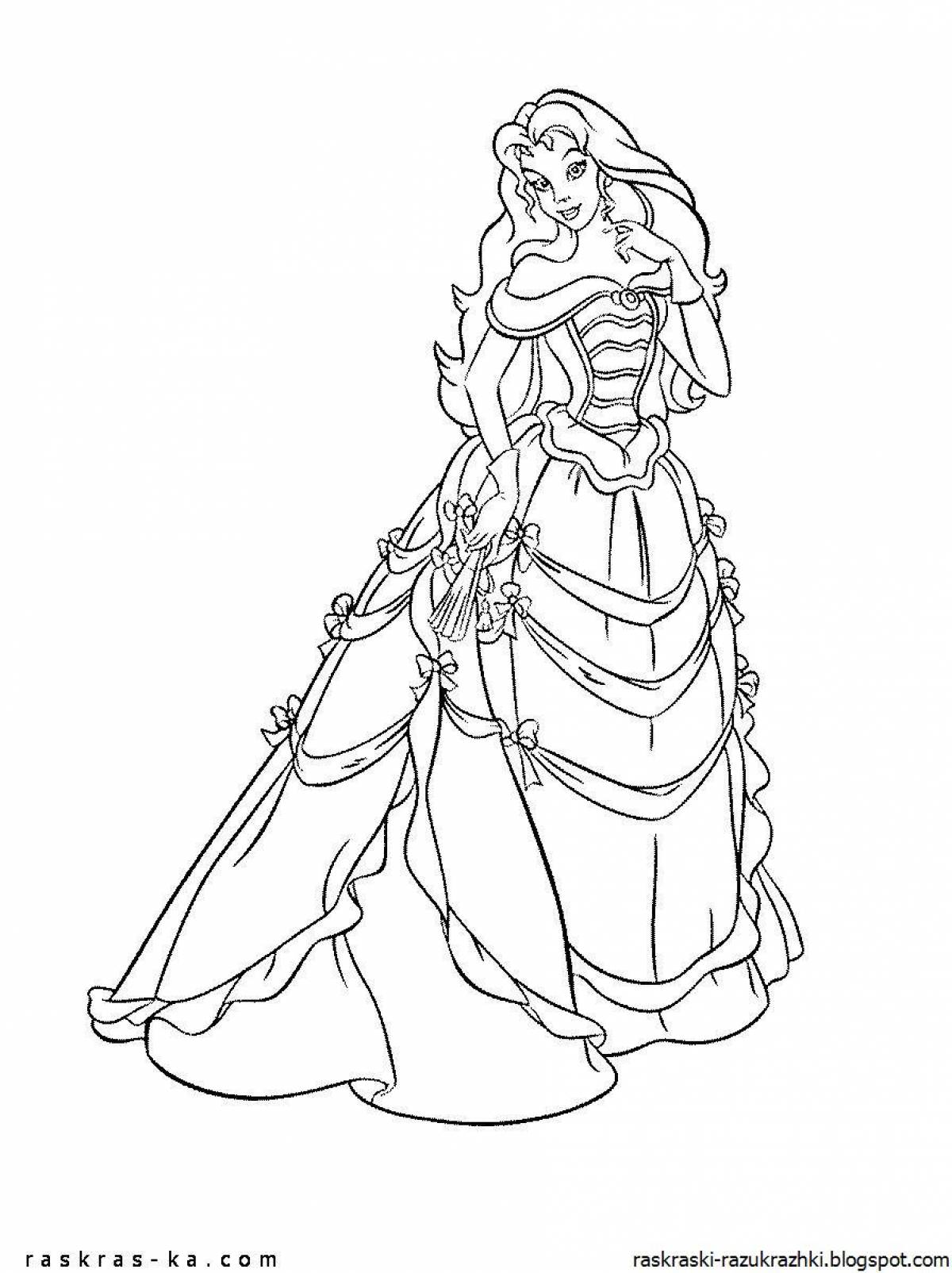Amazing coloring pages of princesses in beautiful dresses