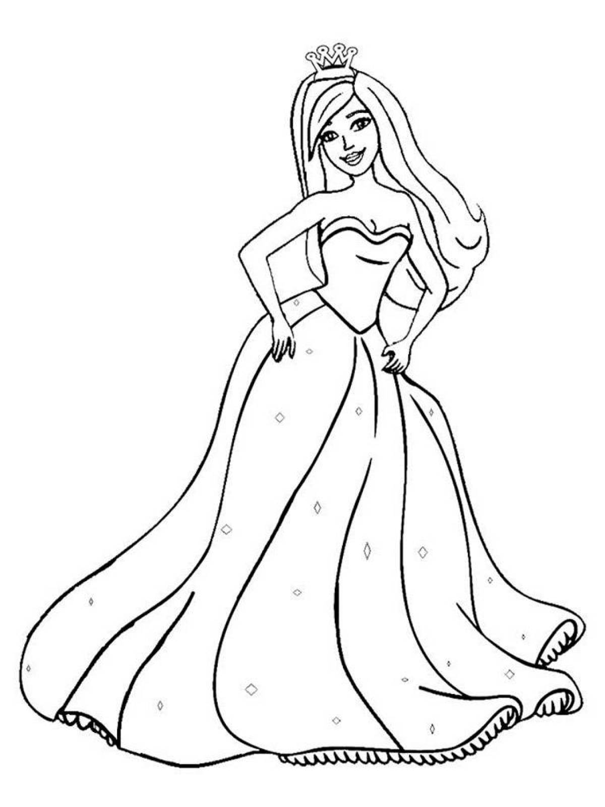 Экзотическая раскраска принцессы в красивых платьях