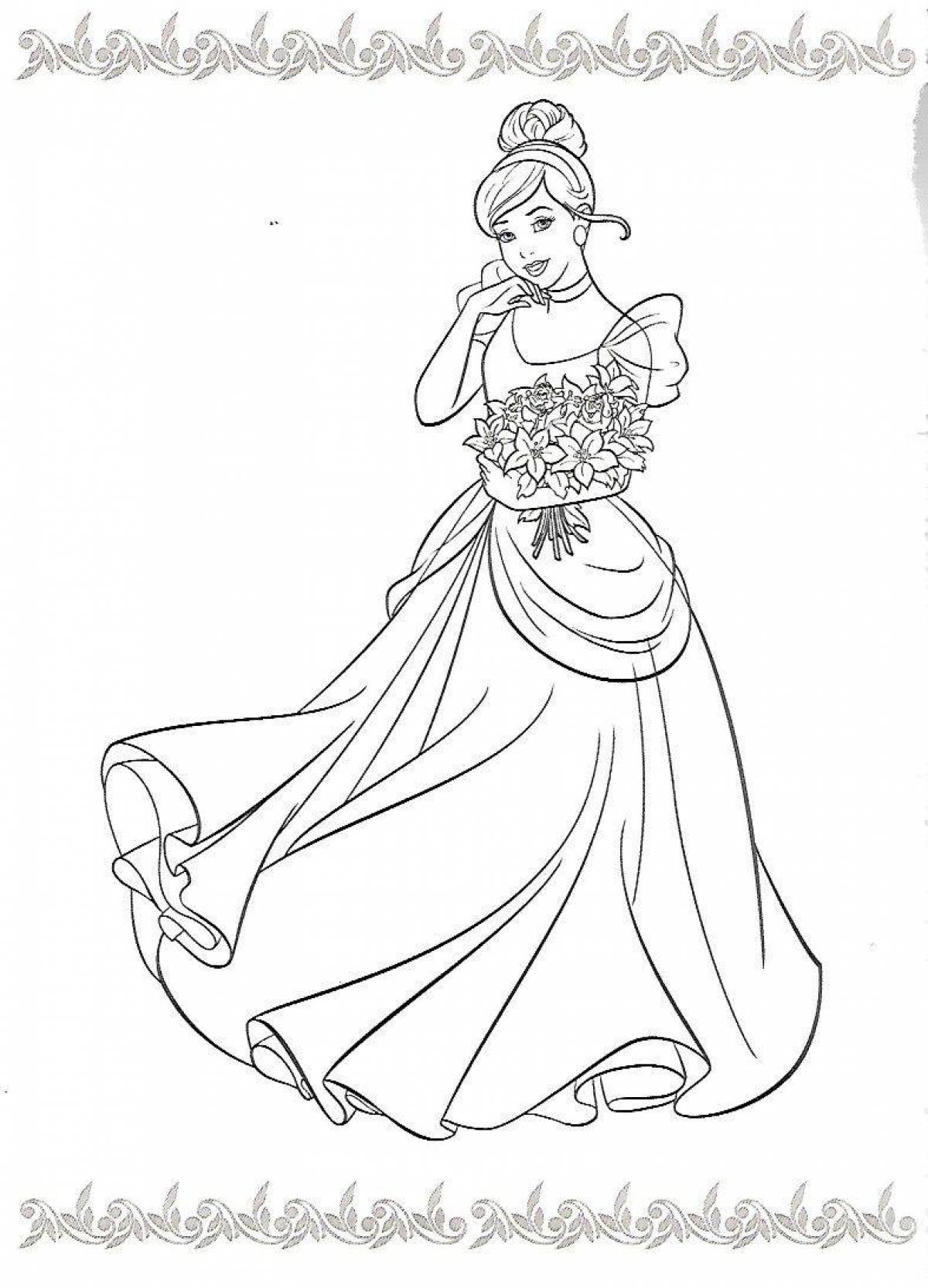 Luxury coloring of the princess in beautiful dresses