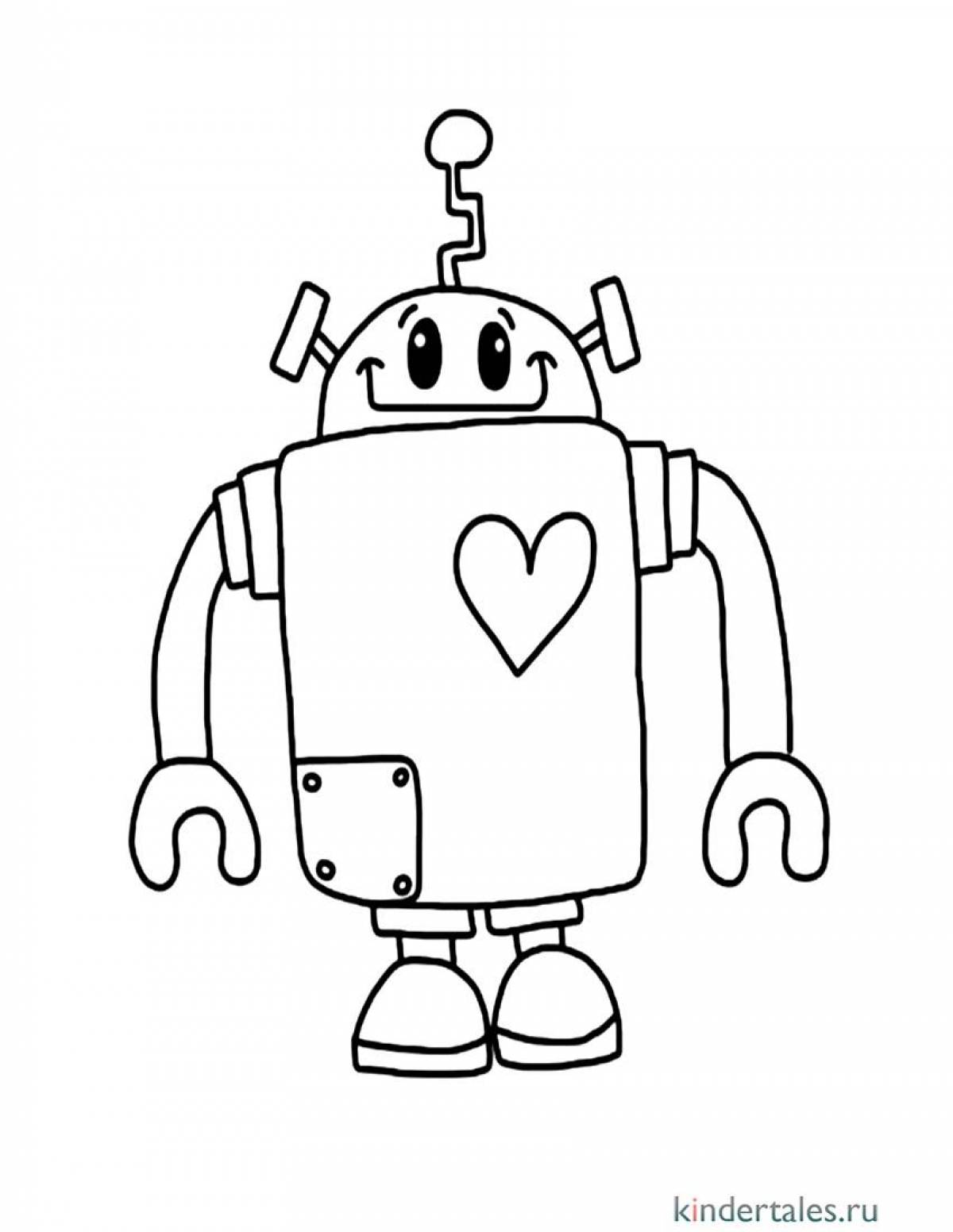Creative robot coloring page for 5-6 year olds