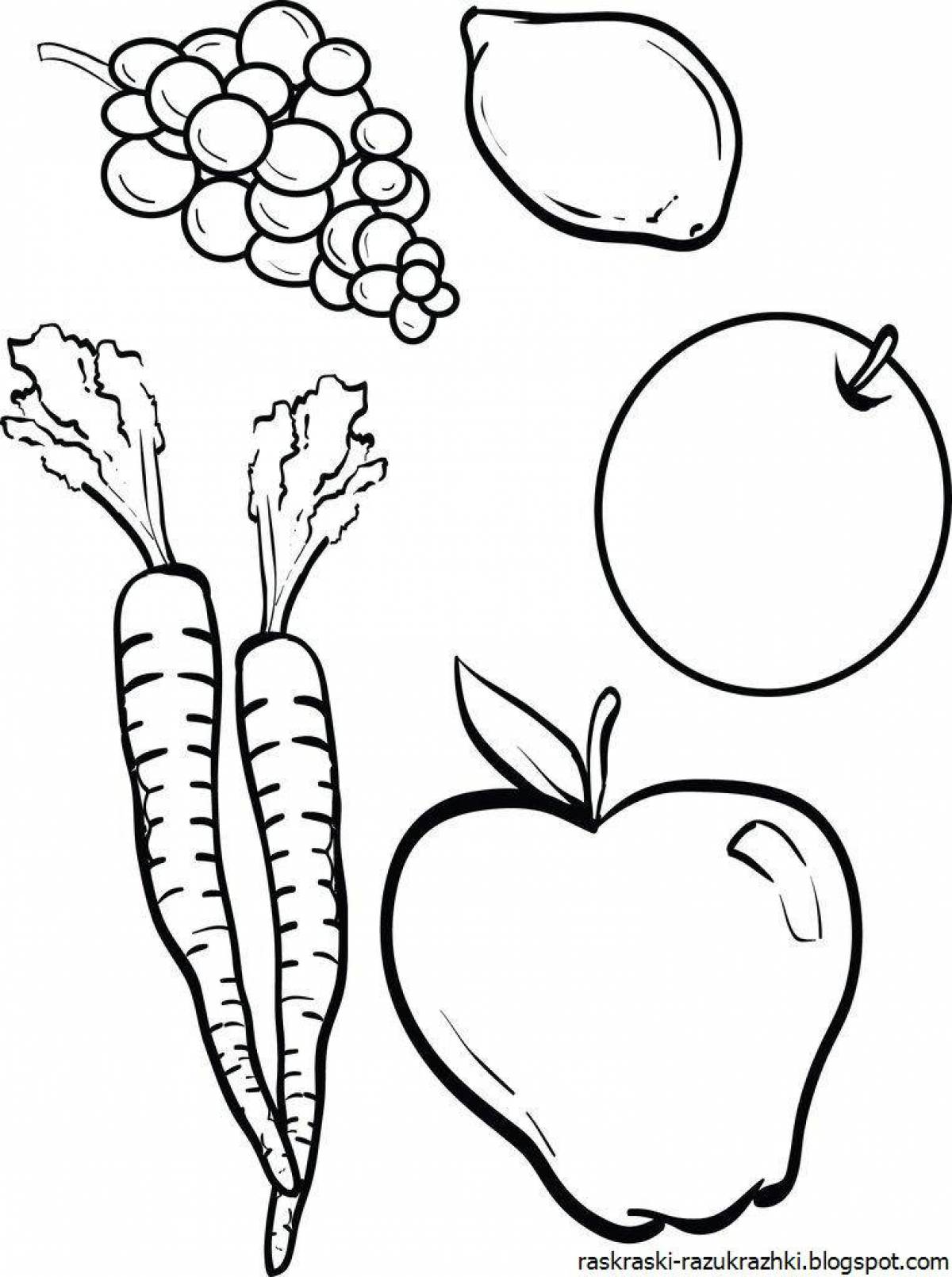 Fun coloring pages with fruits and vegetables for kids