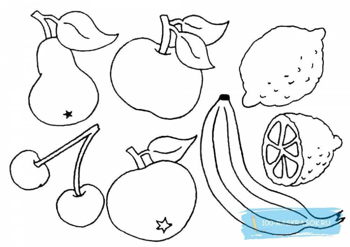 Fancy fruits and vegetables coloring pages for kids