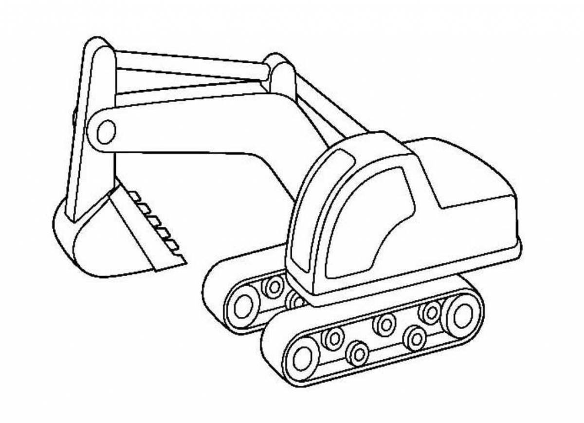 Colorful excavator coloring page for kids