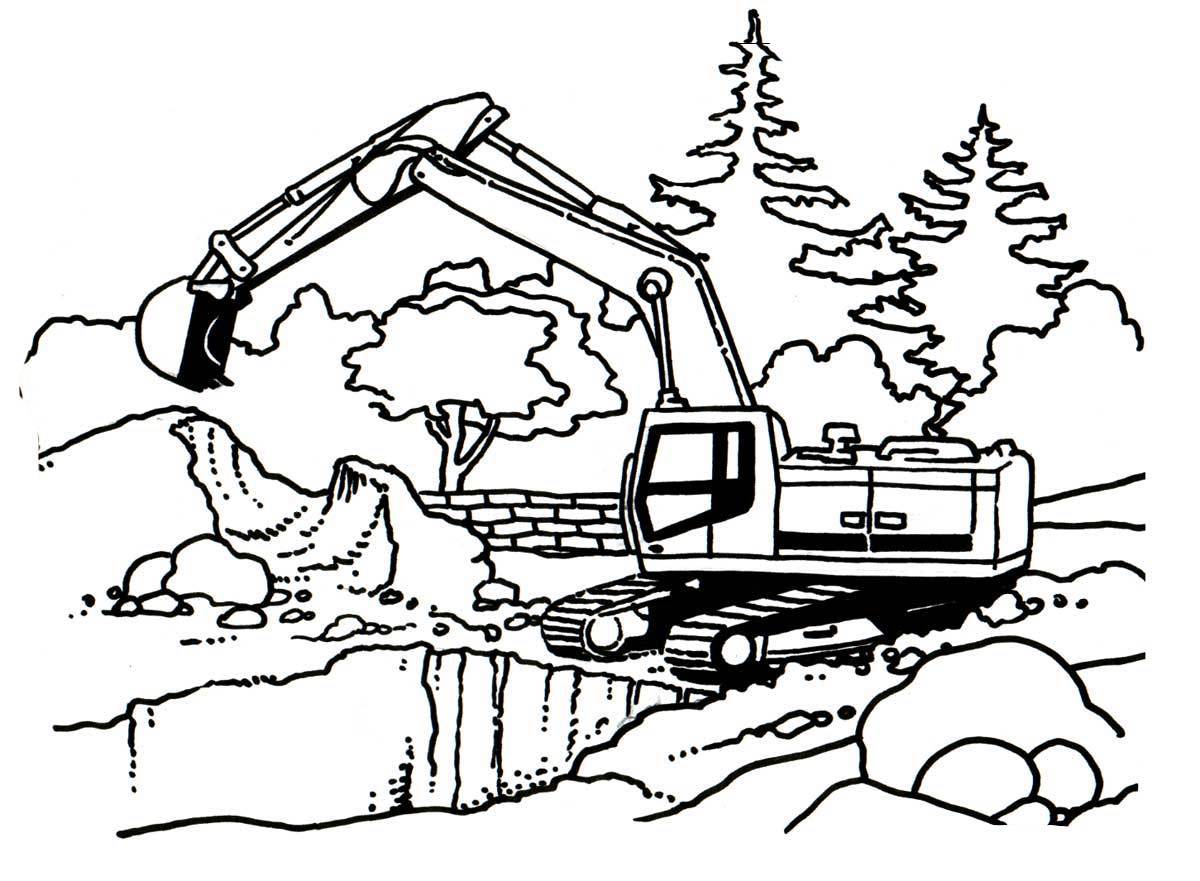 Excavator coloring pages for kids