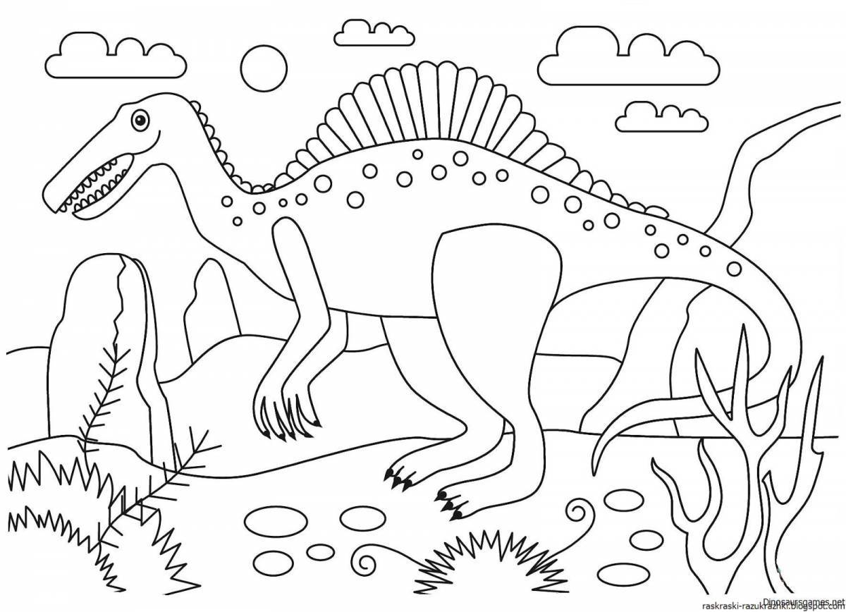 Color-frenzy coloring page for dinosaur kids 3-4 years old