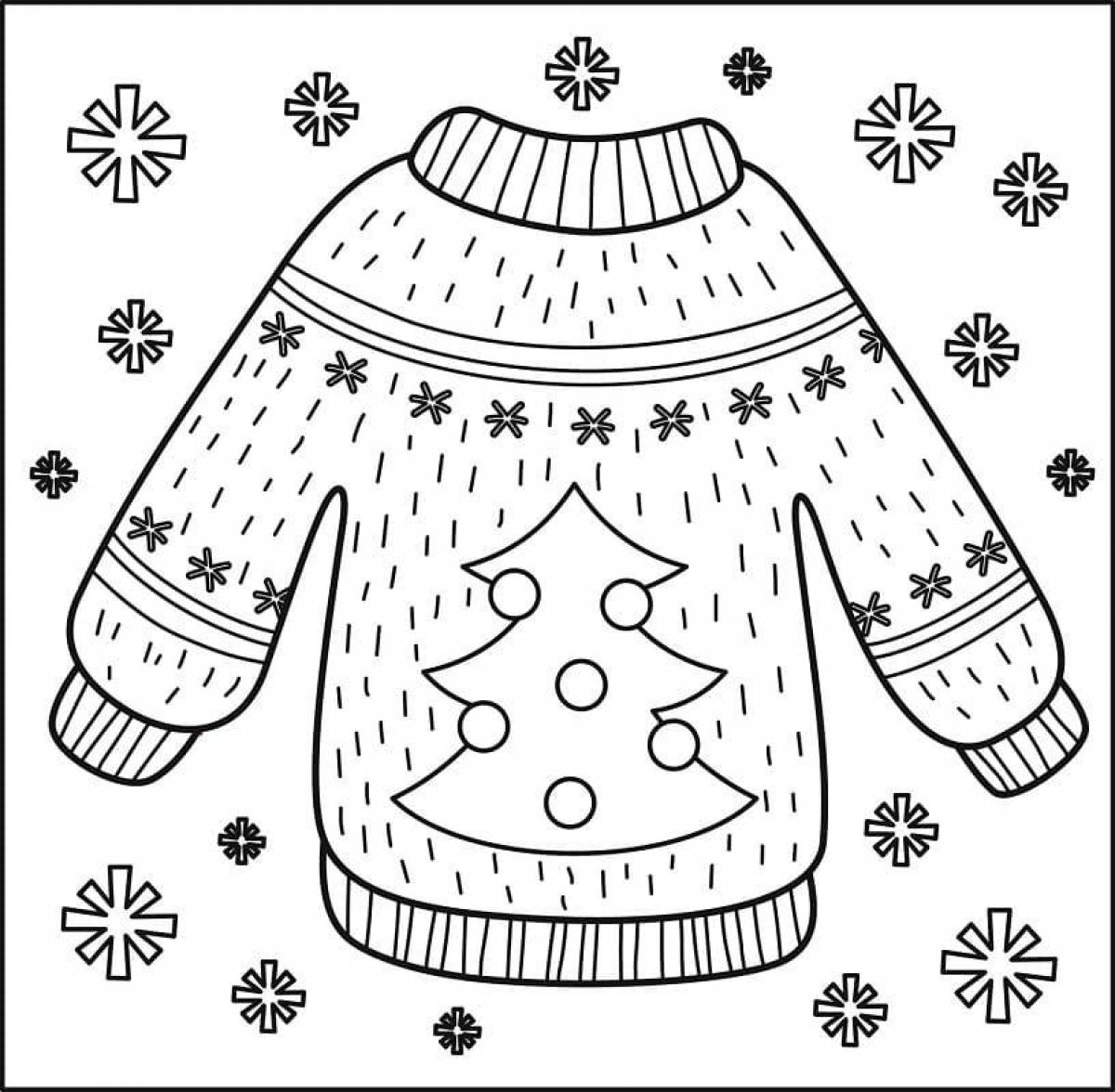 Playful sweater coloring page