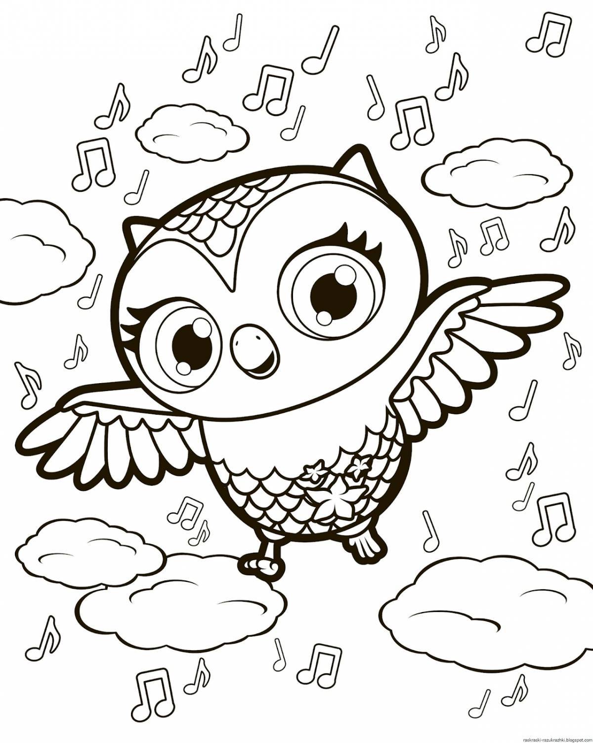 Charming owl coloring book