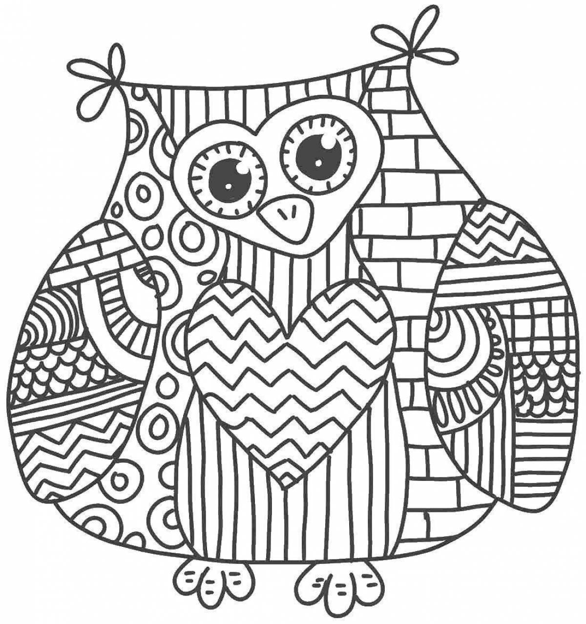 Dazzling owl coloring book