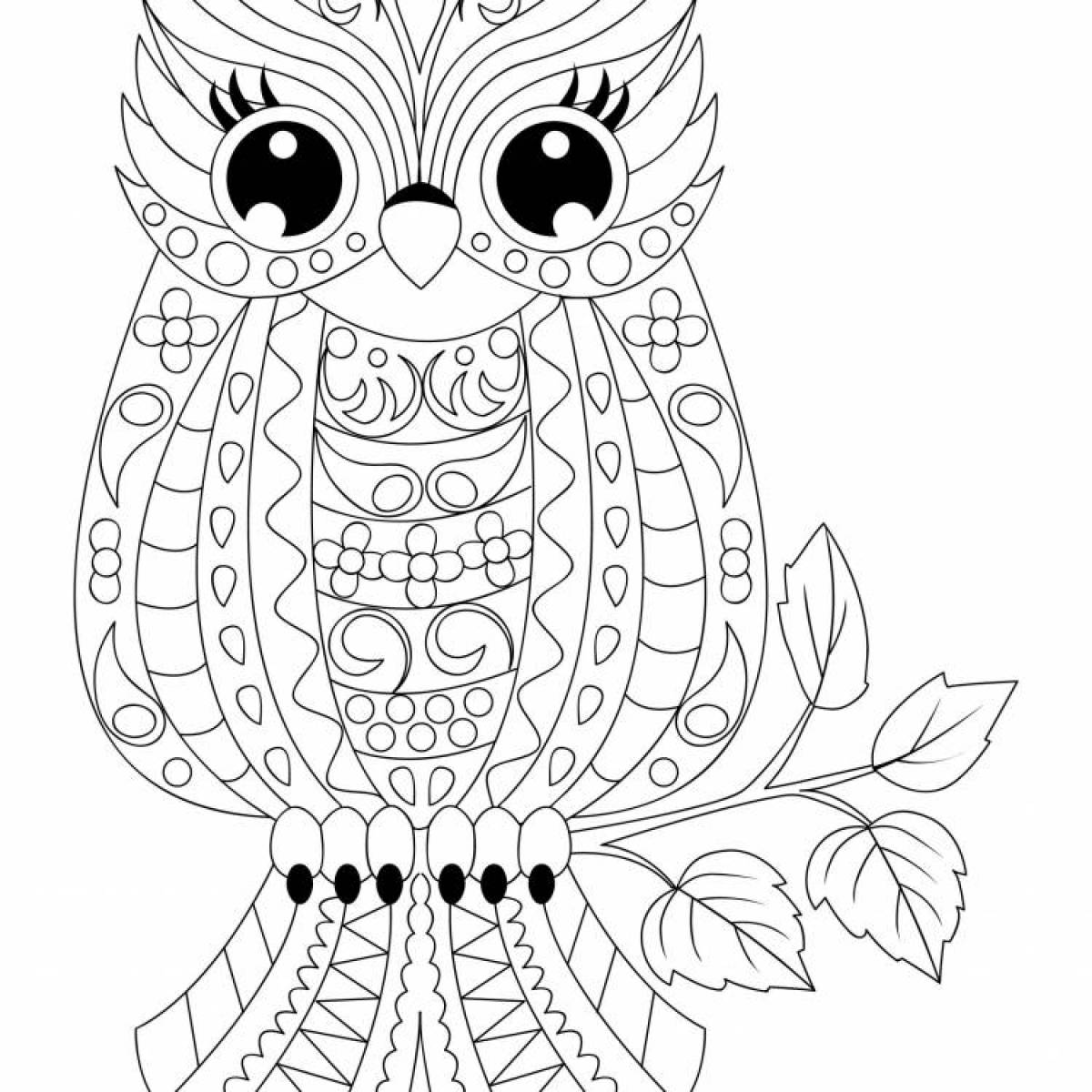 Witty owl coloring book