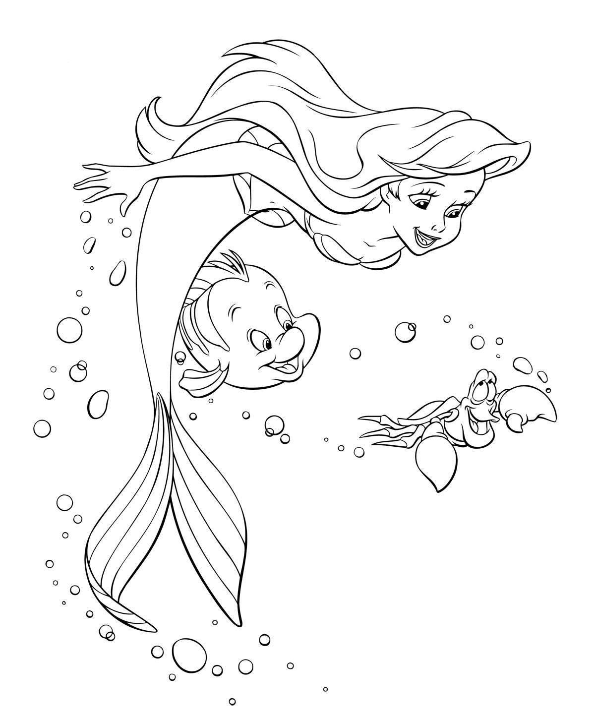 Beautiful coloring mermaid ariel