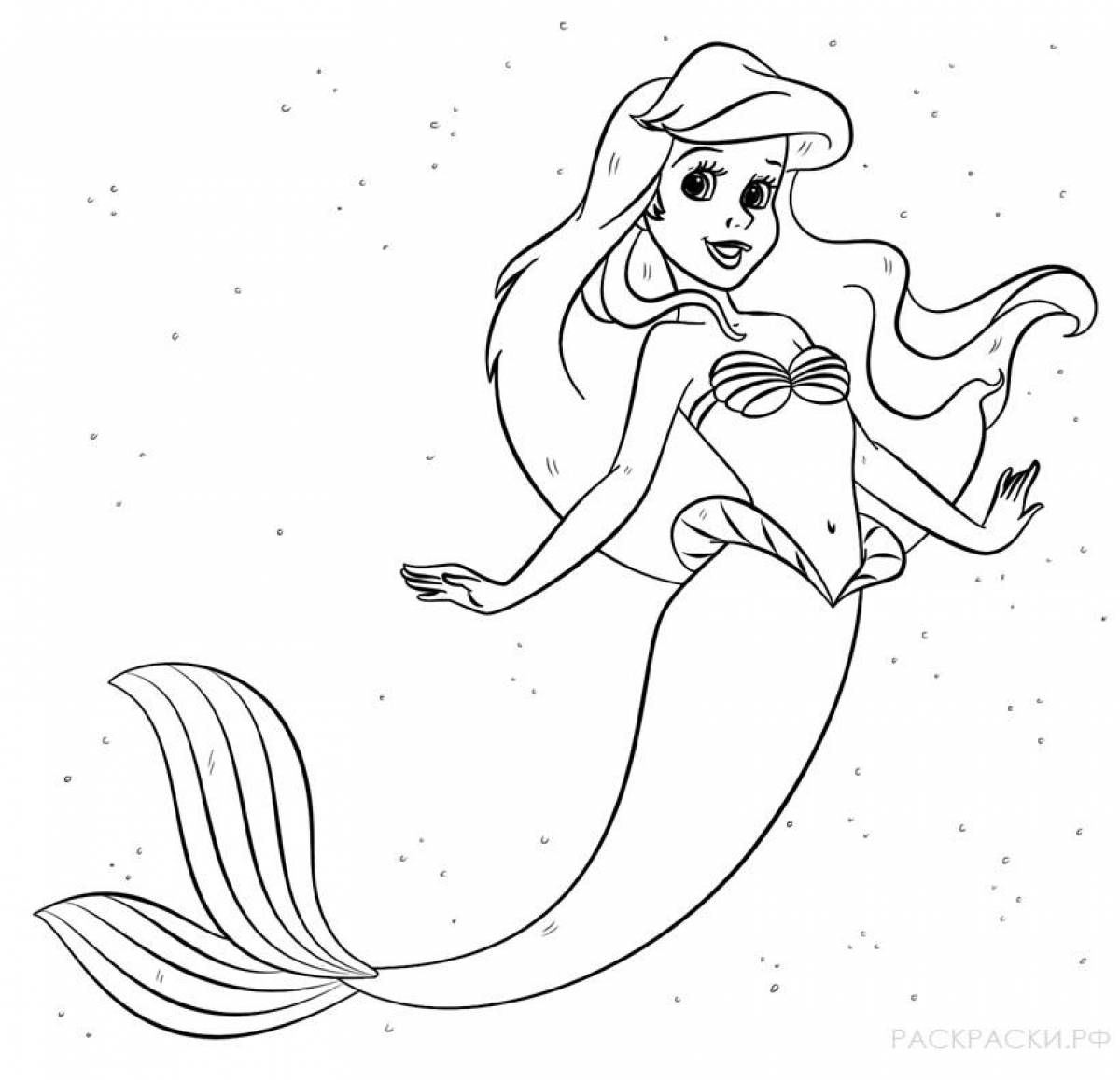 Bright coloring mermaid ariel