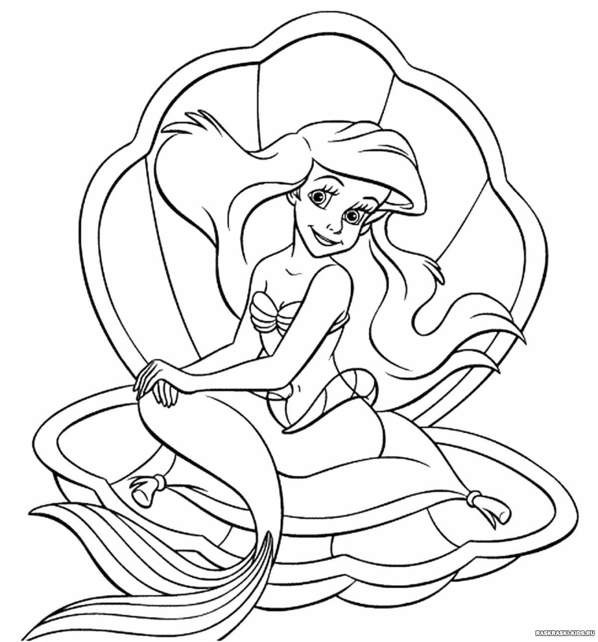 Dreamy coloring mermaid ariel