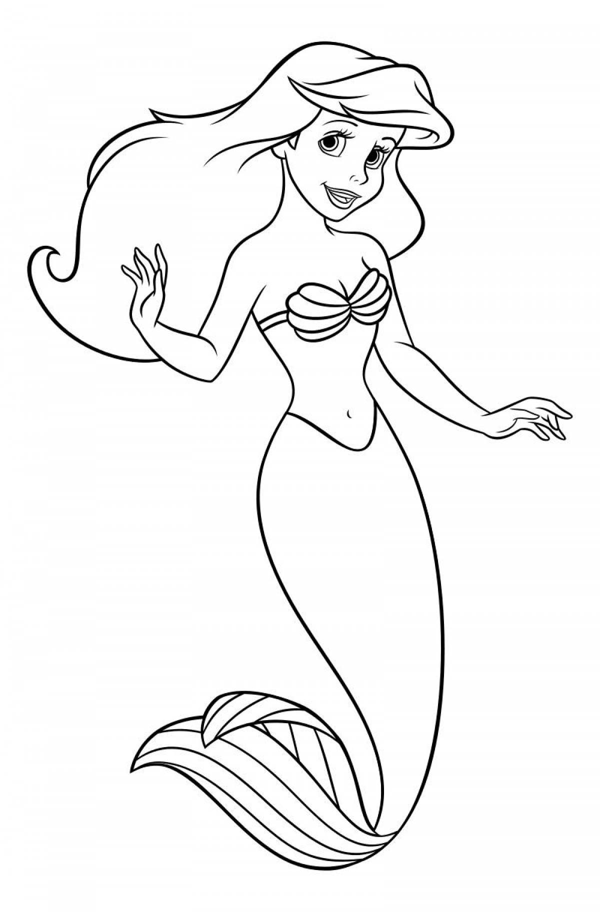 Perfect coloring page mermaid ariel