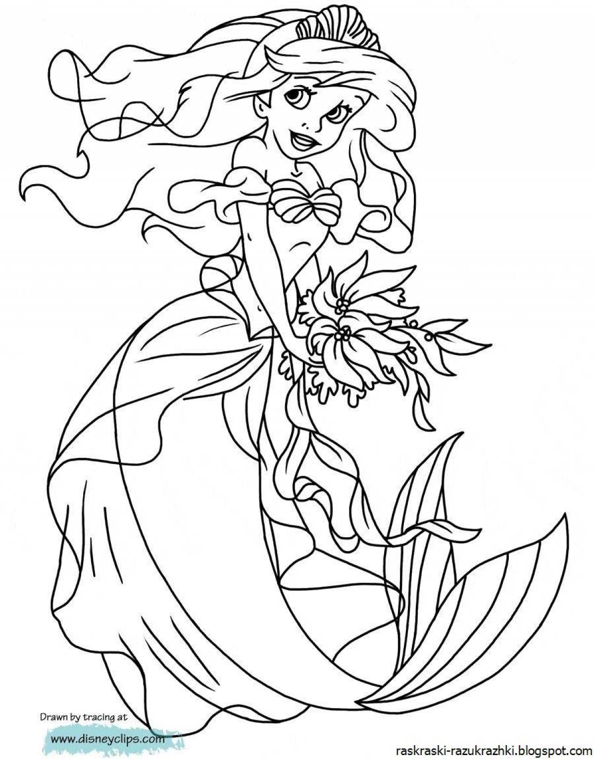 Intriguing coloring mermaid ariel