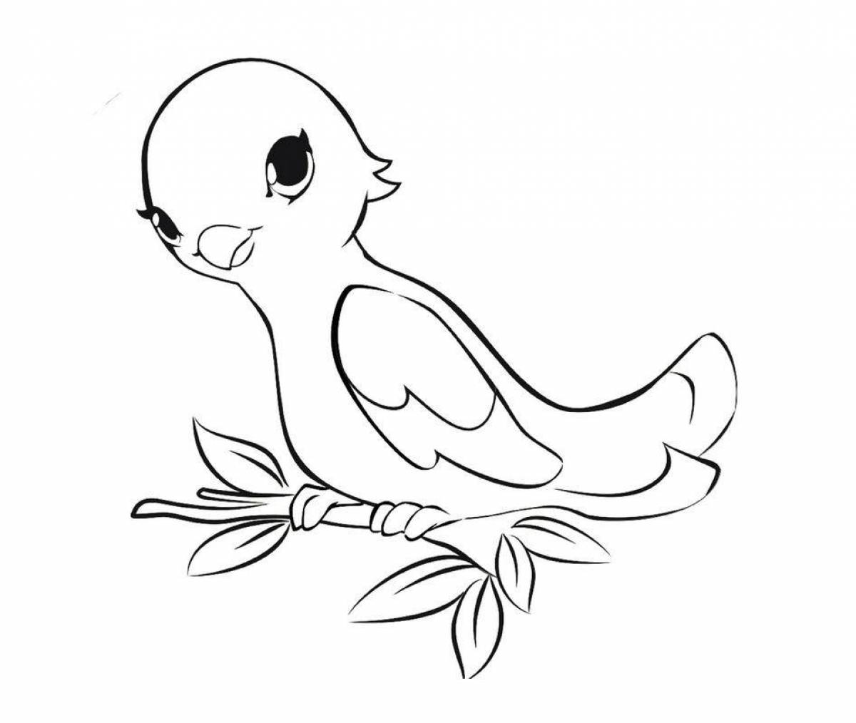 Радостная раскраска птица для детей