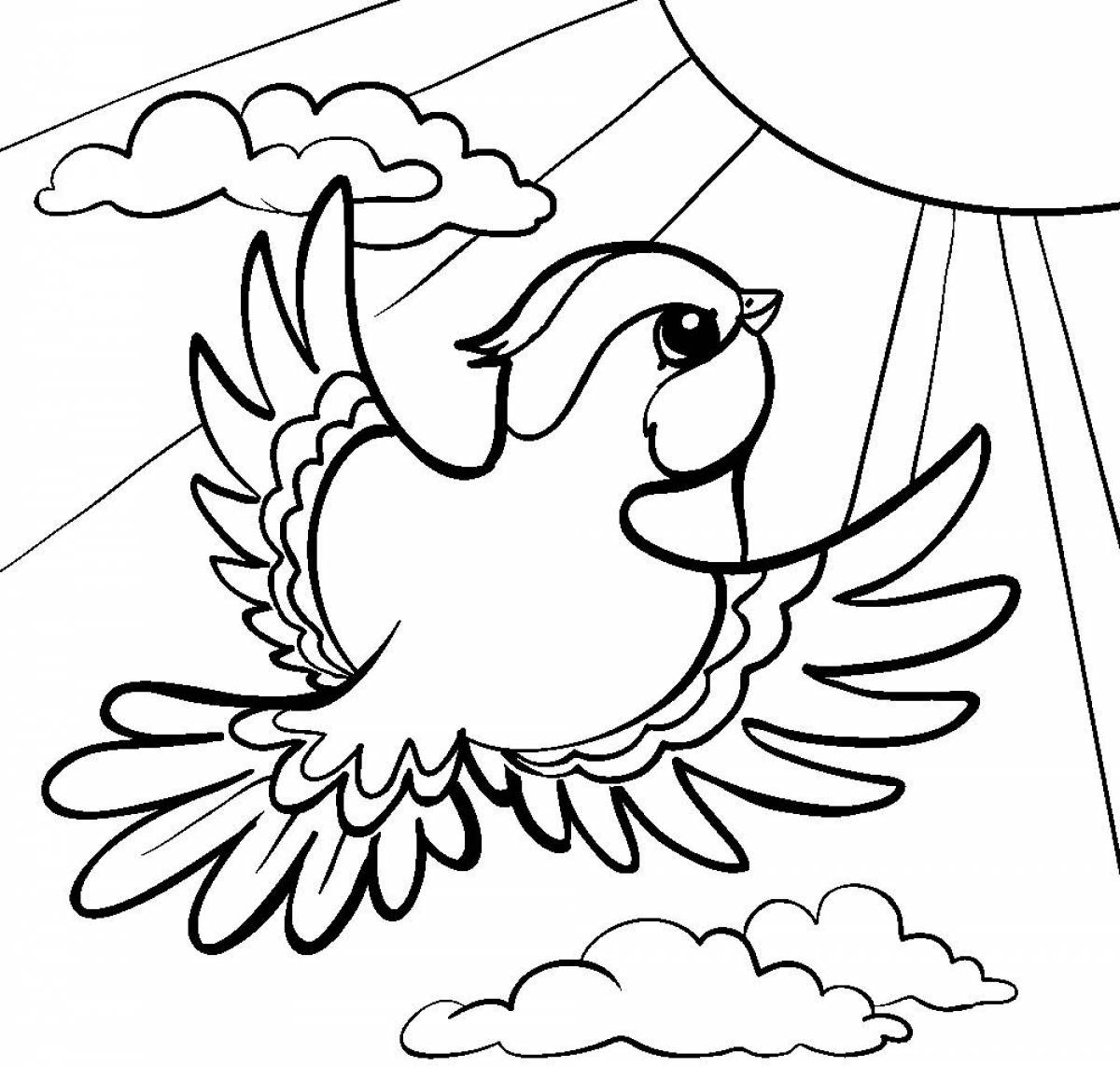 Игристая раскраска птица для детей