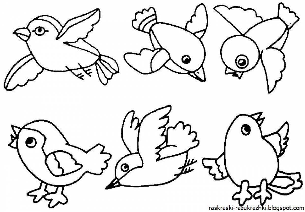 Fun coloring bird for kids