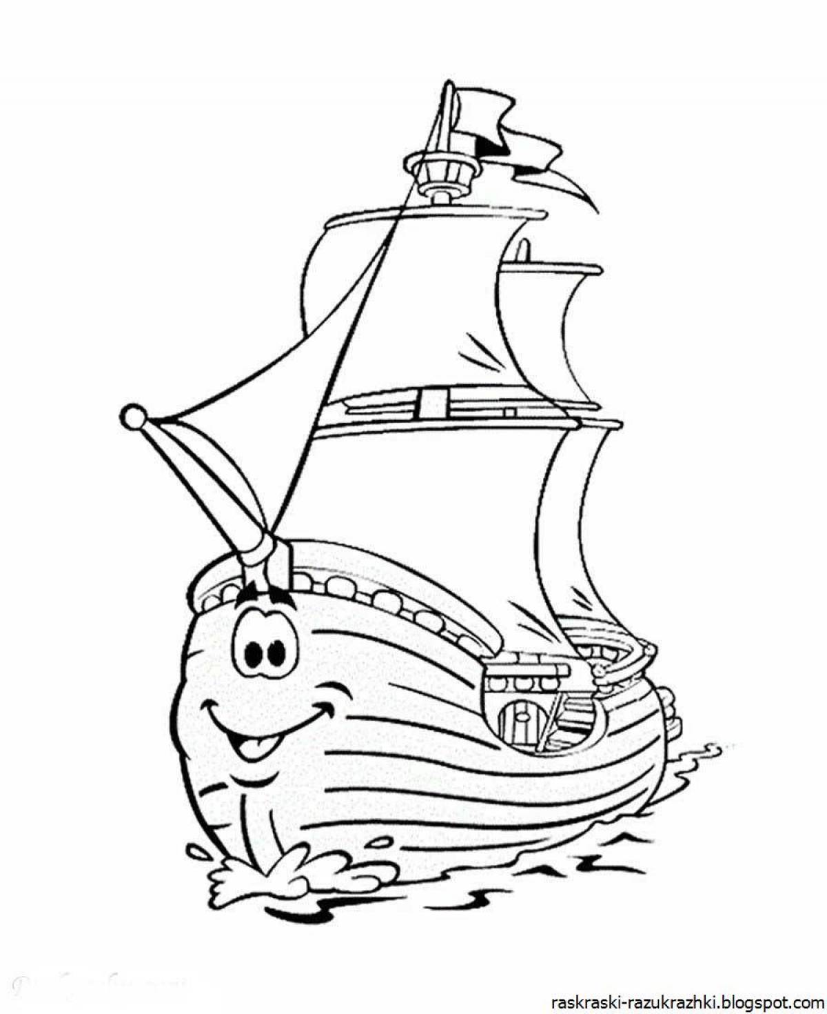 Adorable ships coloring page for kids