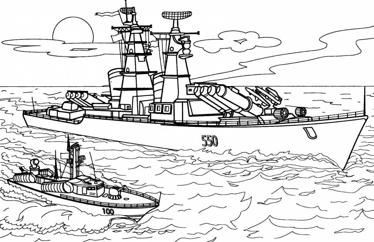 Vibrant ship coloring page for kids