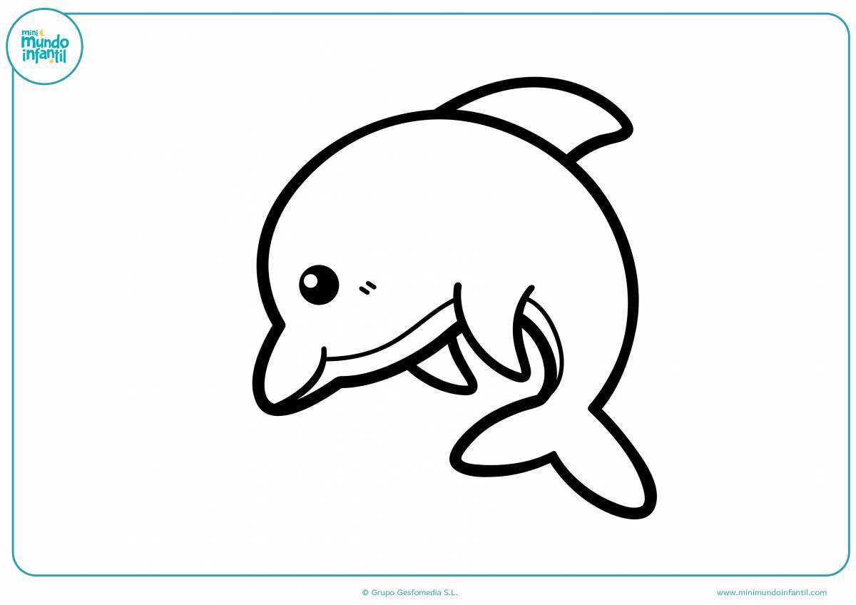 Игривая страница раскраски дельфинов для детей