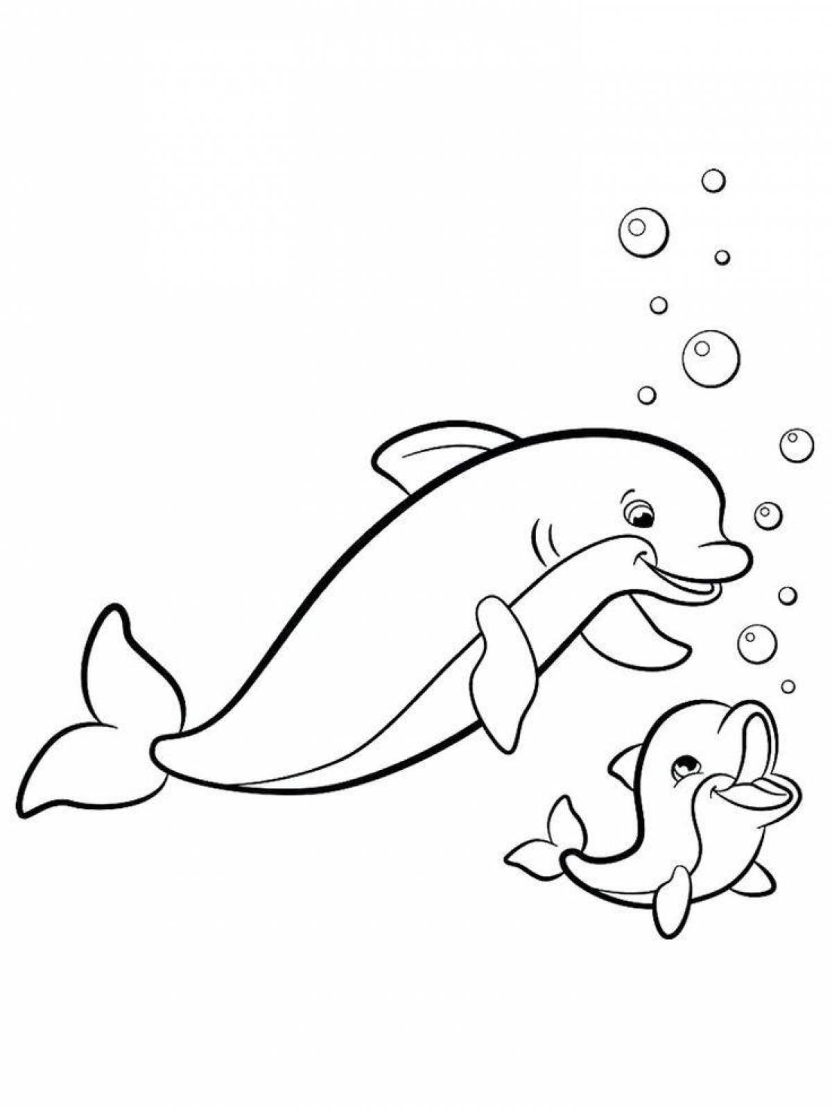 Cute dolphin coloring pages for kids