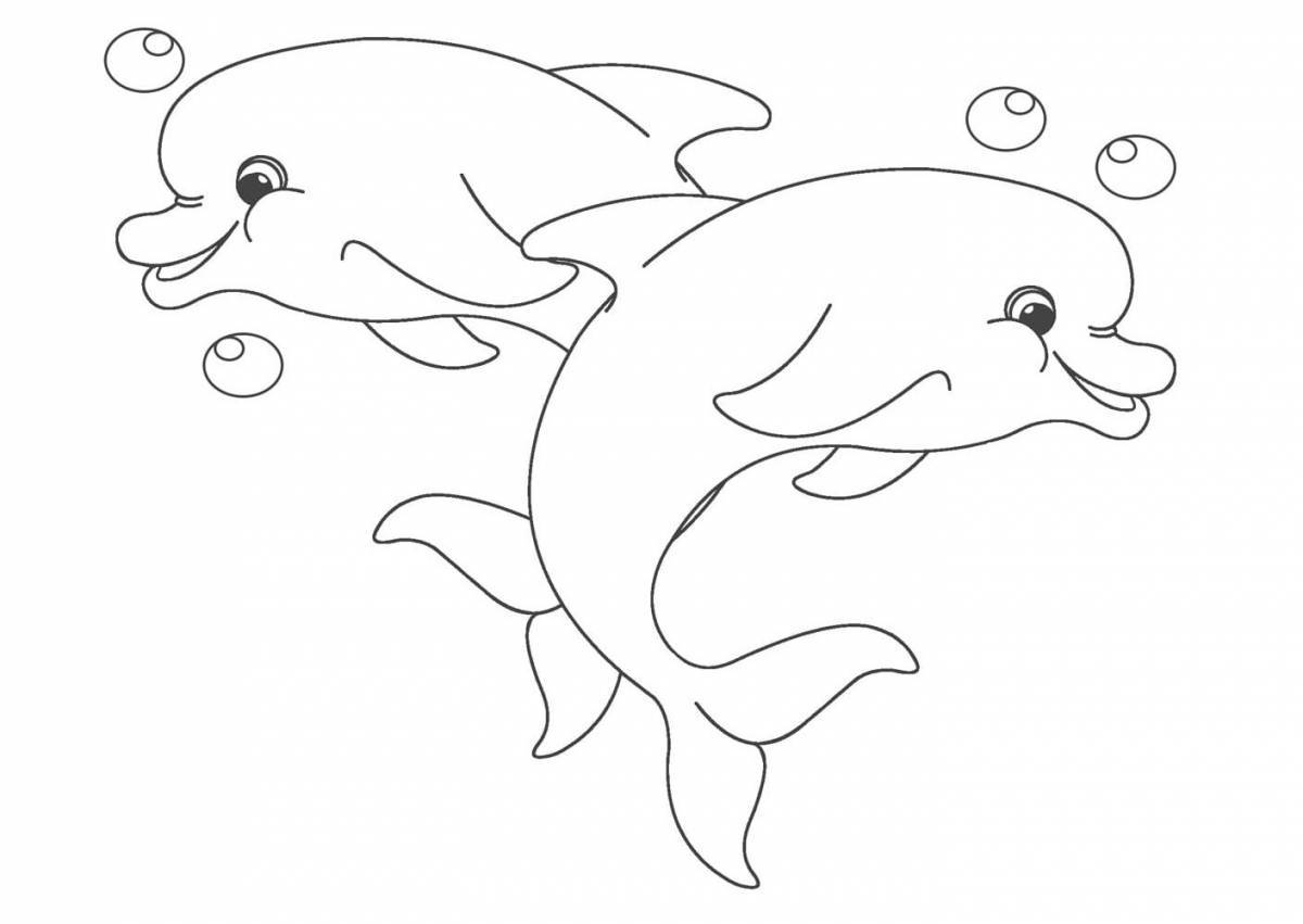 Анимированная страница раскраски дельфинов для детей