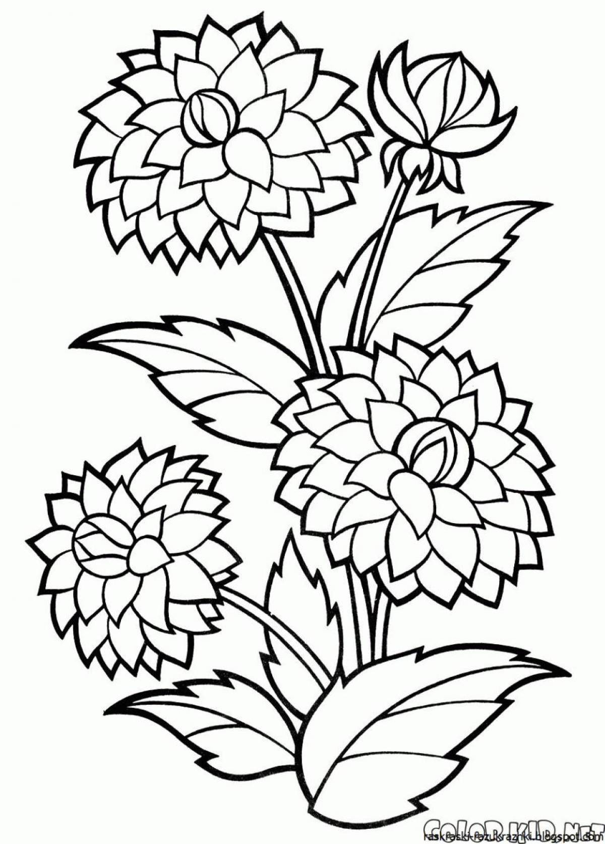 Colourful flowers coloring book for children 6-7 years old
