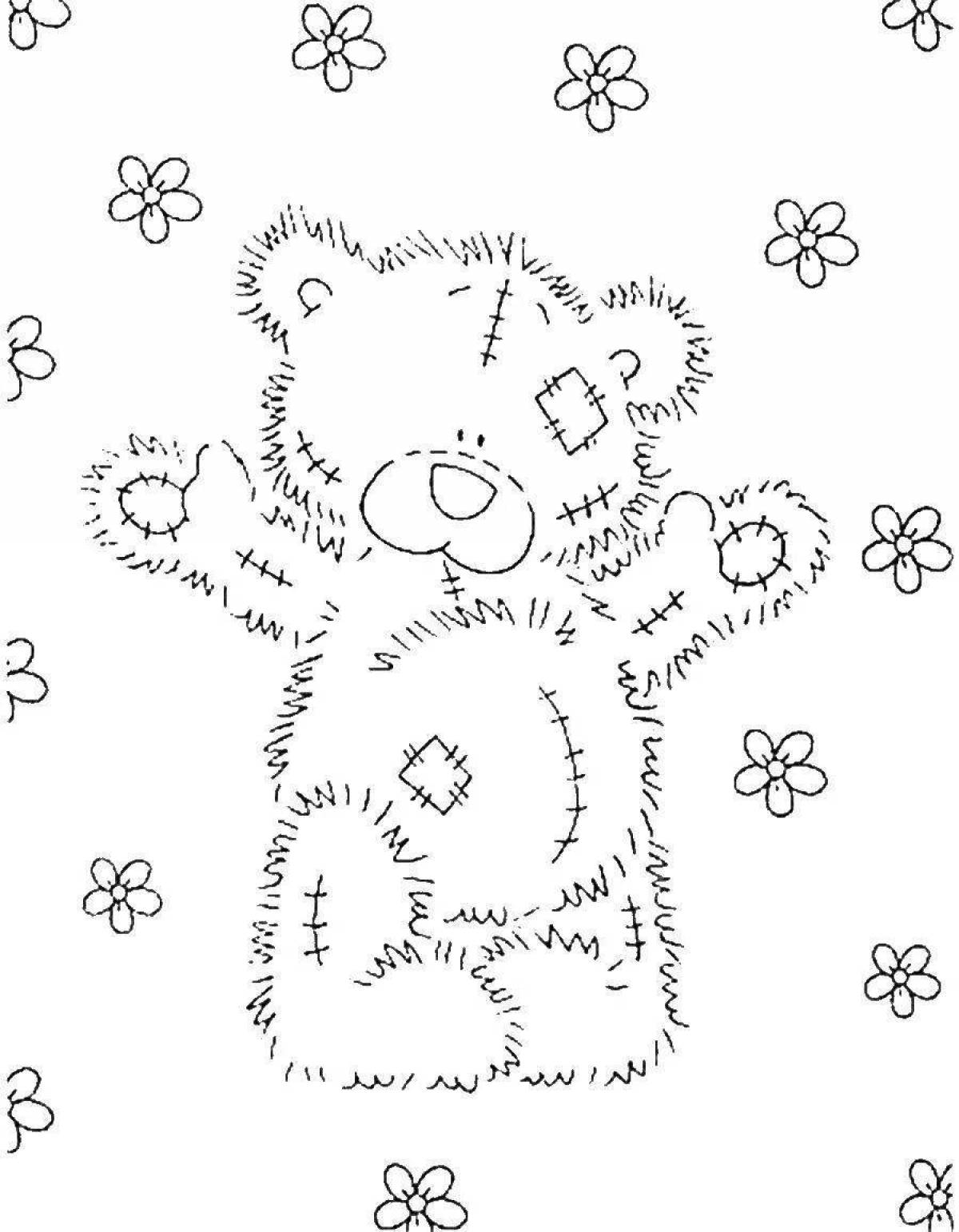 Swinging teddy bear coloring page