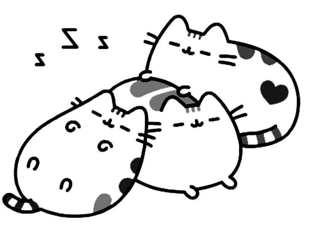 Silly pusheen cat coloring page
