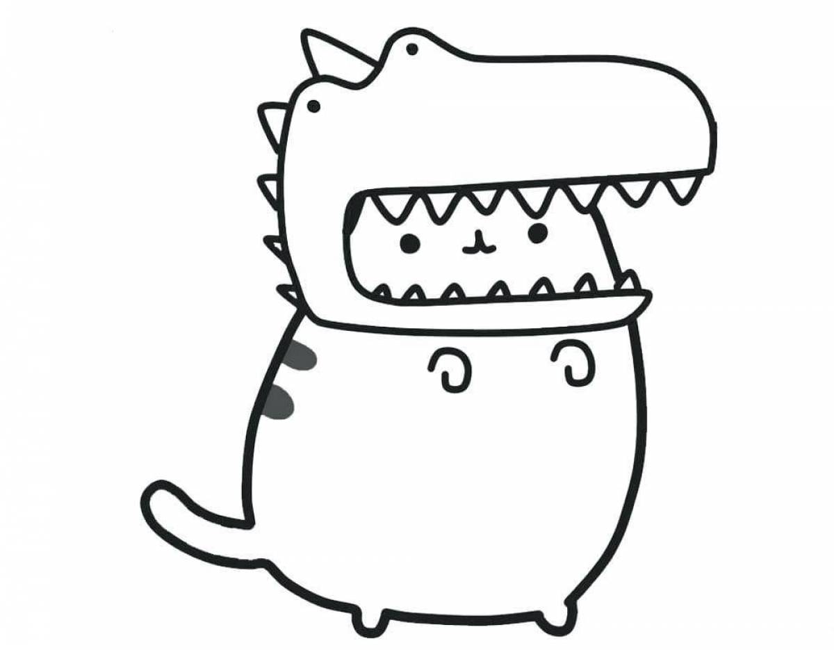 Attractive pusheen cat coloring page