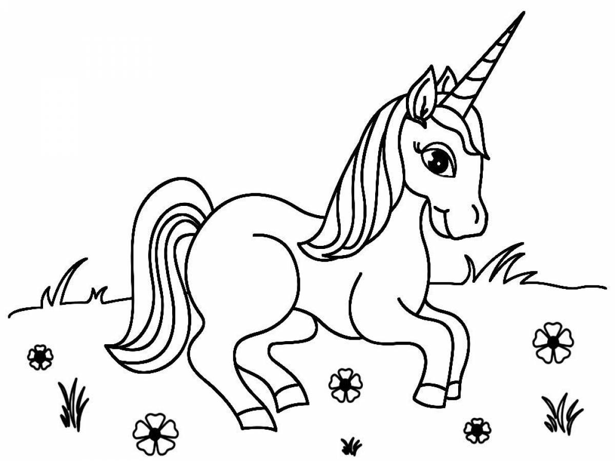 Radiant coloring unicorn for children 4-5 years old