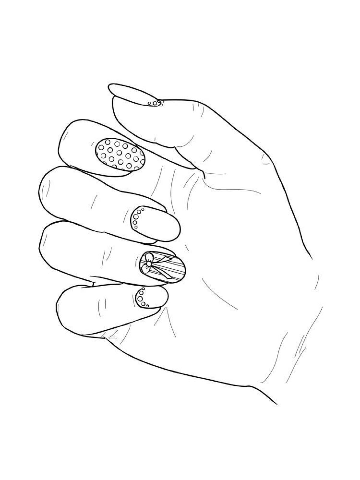 Playful manicure coloring page