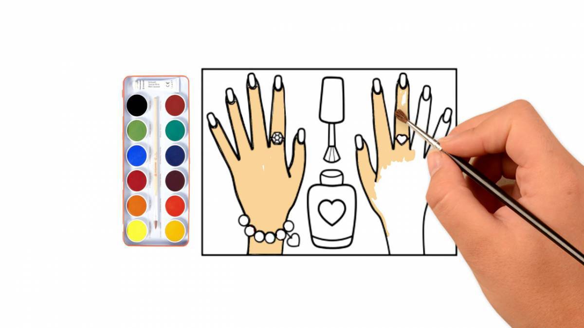 Fun manicure coloring page