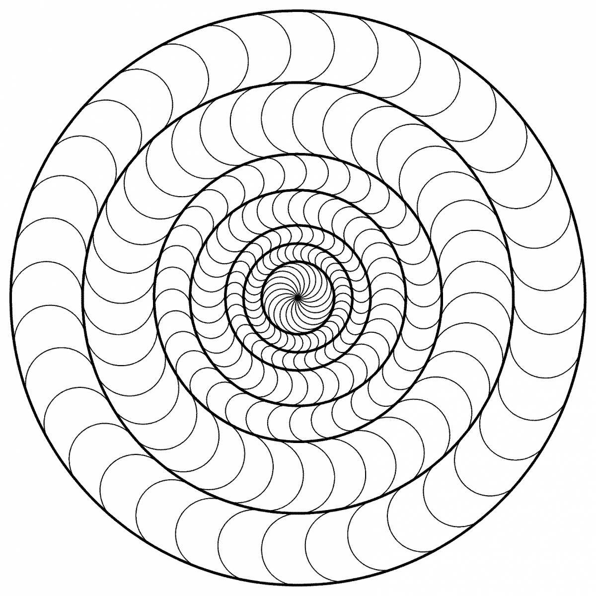 Beautiful coloring in a circle in a spiral
