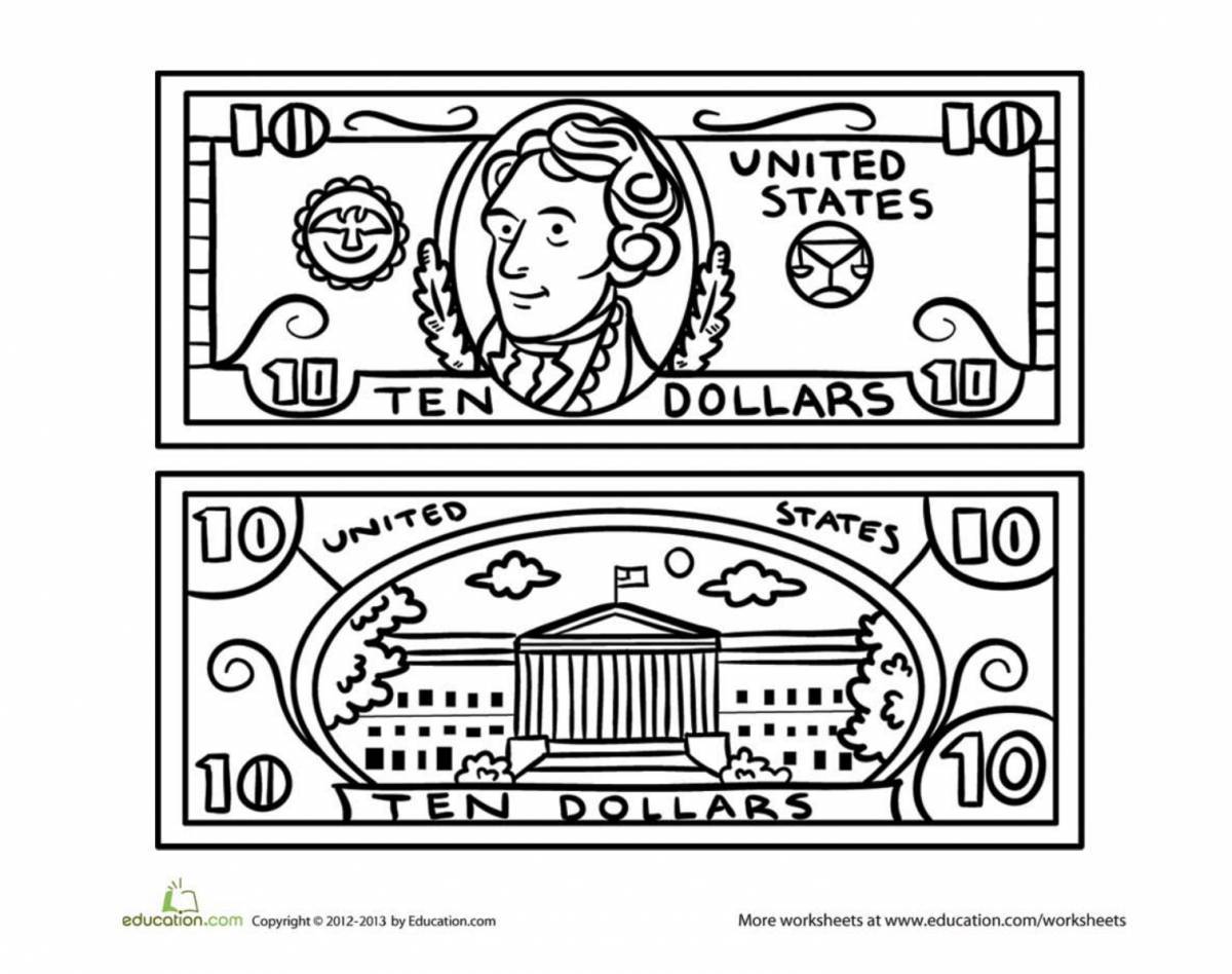 Fun money coloring for babies