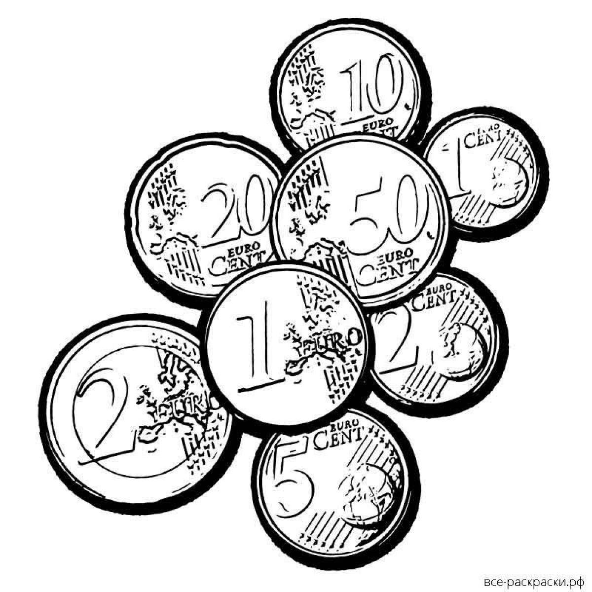 Colorful money coloring page for little inventors