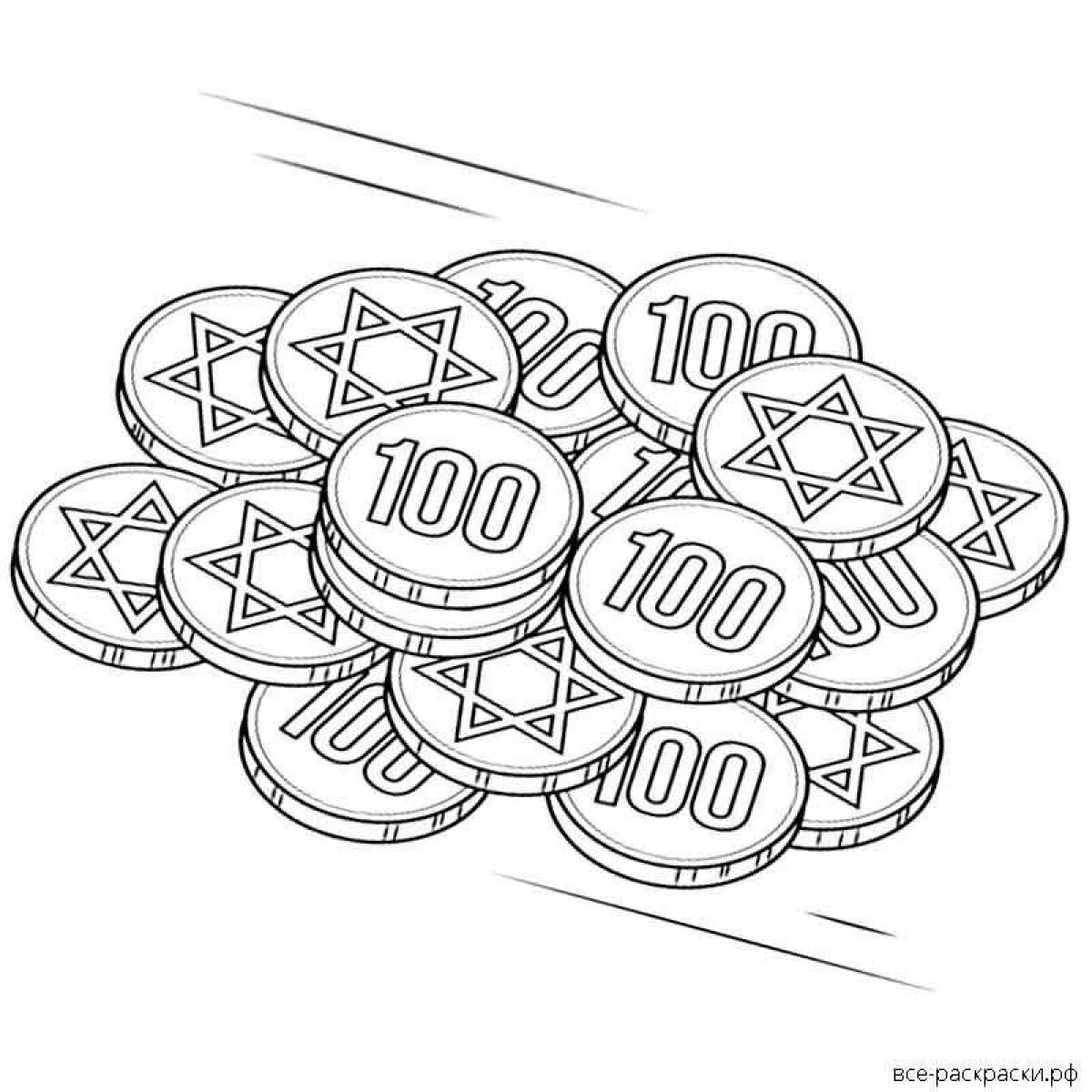 Colorful money coloring page for little innovators