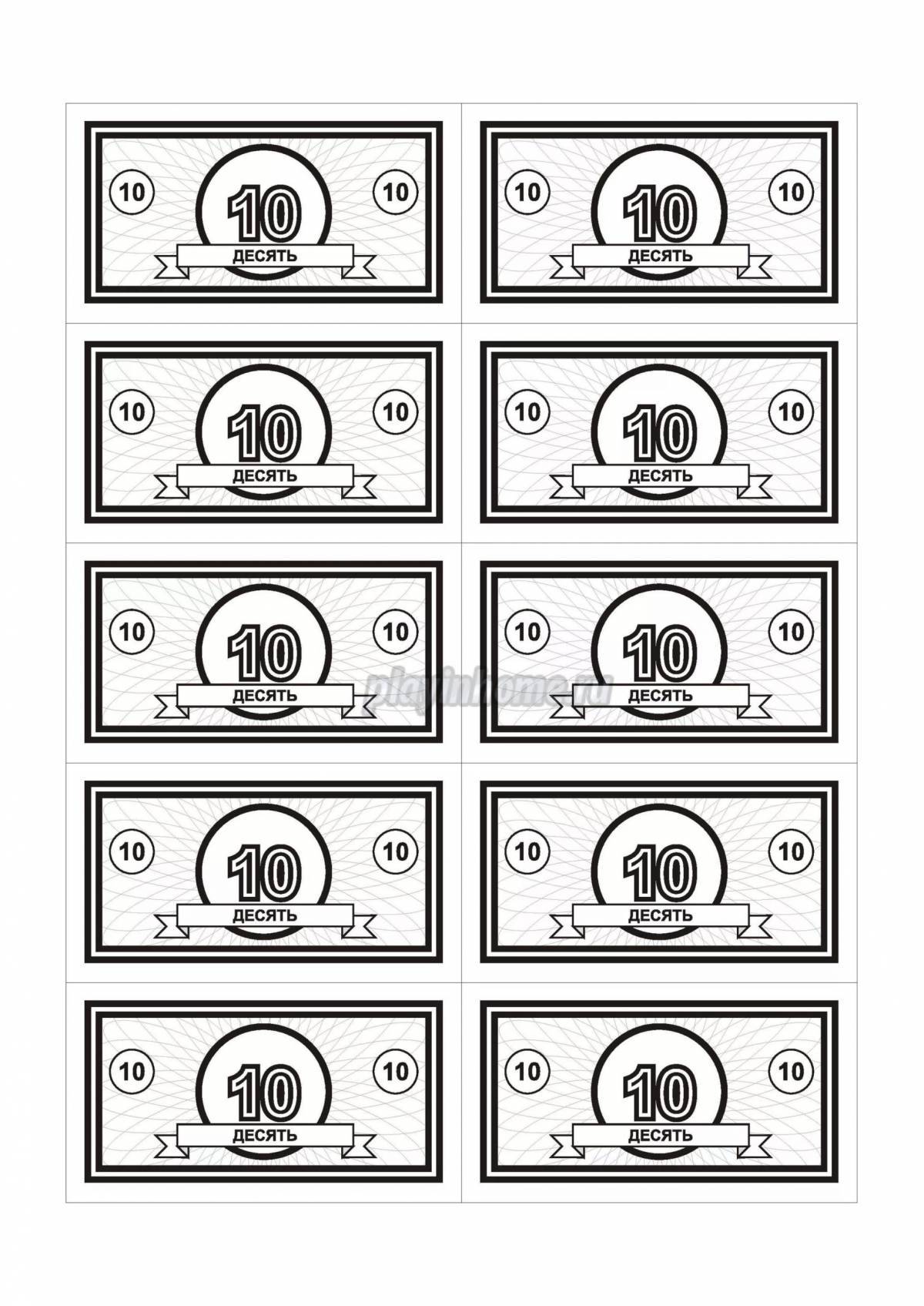 Colorful money coloring page for little scientists