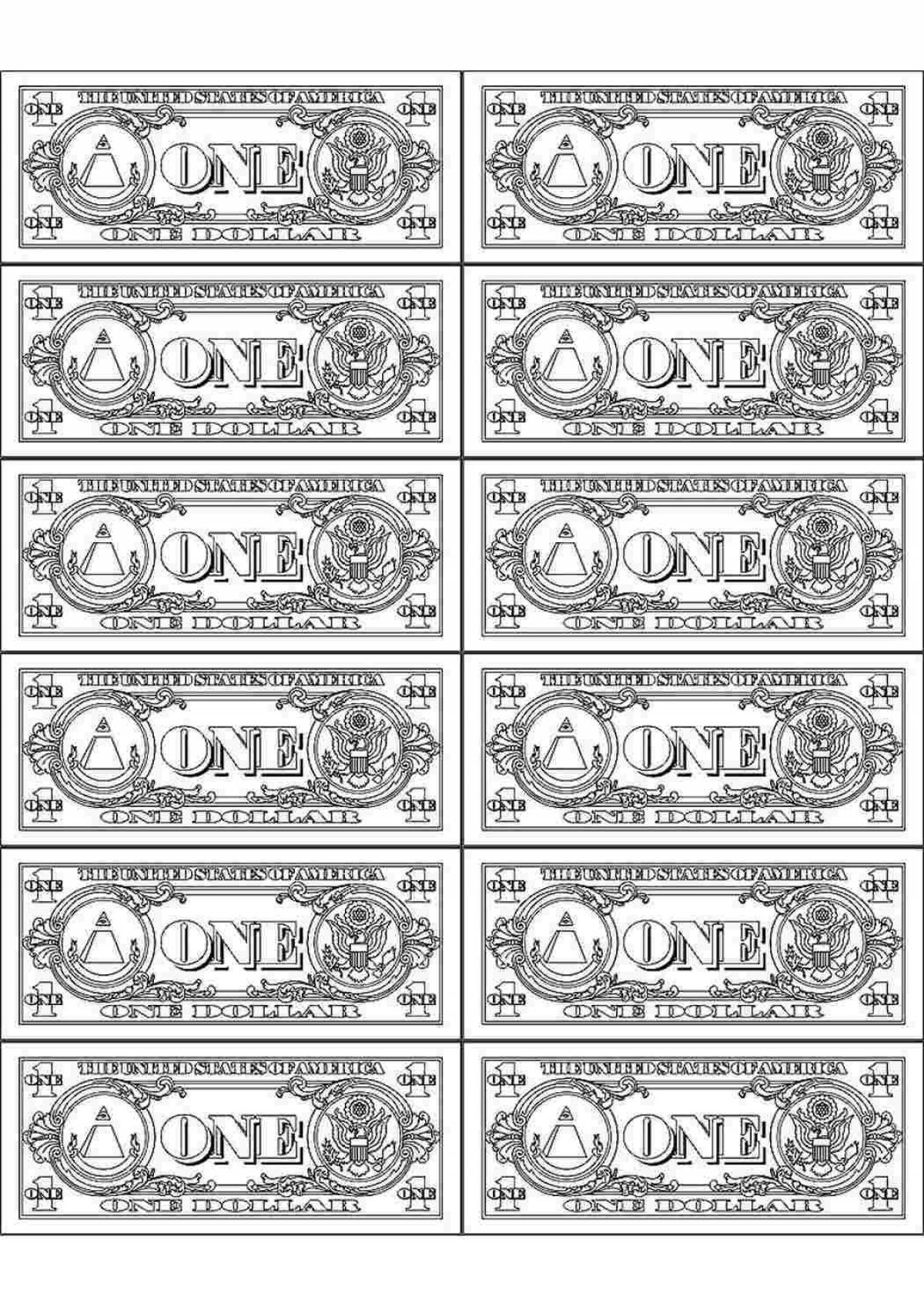 Colorful money coloring page for little historians