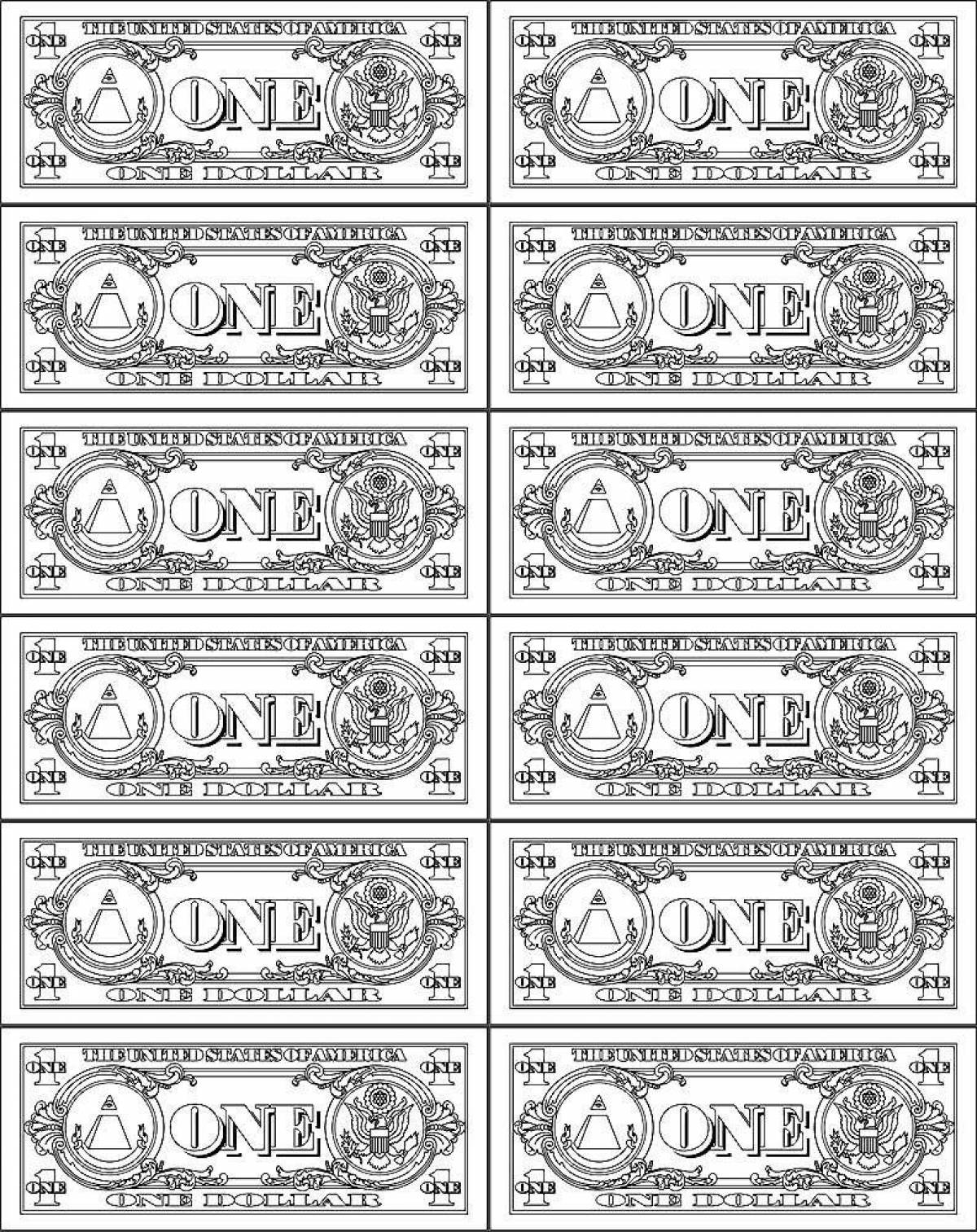 Colorful money coloring page for little storytellers