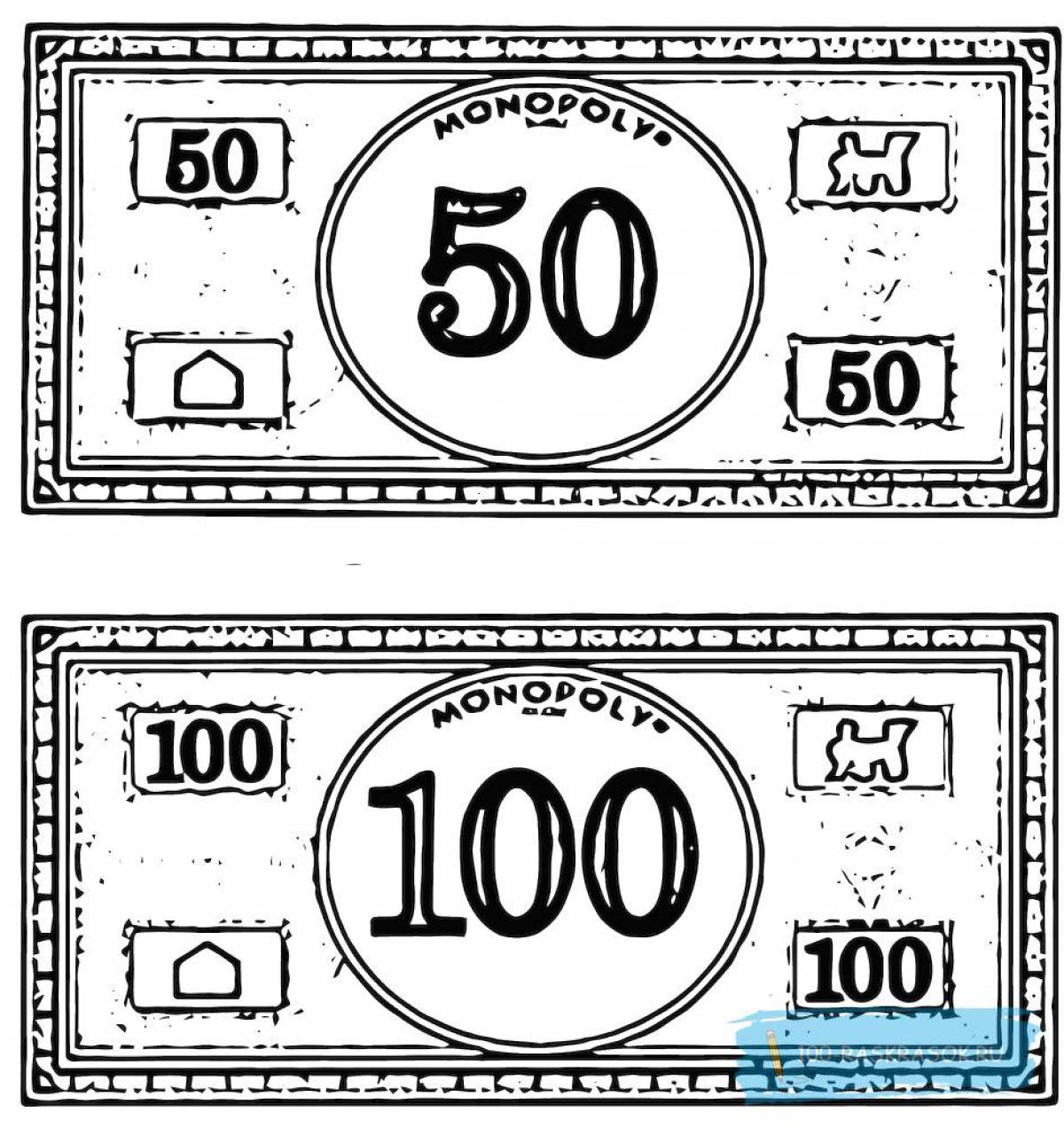 Colorful money coloring page for little engineers