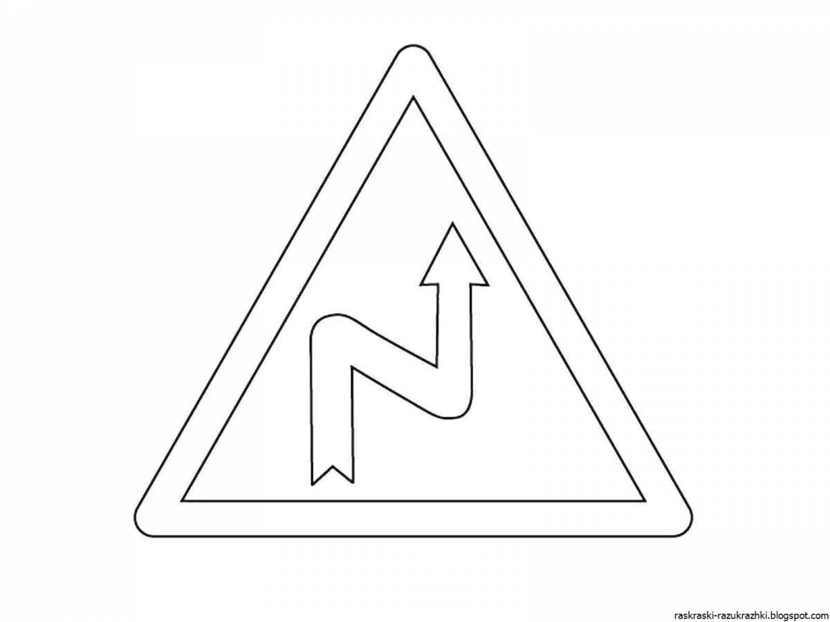 Playful road signs coloring page